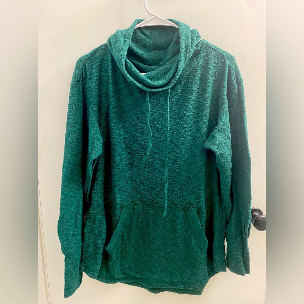 New Women's prAna Frieda Cowl Neck Pullover - Color Deep Pine - Size M